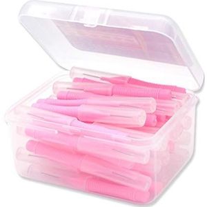 40 Stuks Interdentale Borstel Floss Push-Pull Tanden Borstels Handheld Outdoor Mondhygiëne Tool Huishoudelijke Vakantie Roze 0.7mm