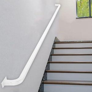 Trapleuning van 30-60 cm, wit gegalvaniseerd ijzer, leuningen voor binnentrappen, leuningen voor buitentrappen, wandmontage (afmeting: 350 cm)