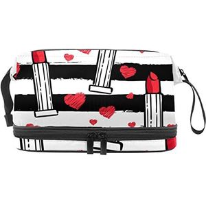 Dubbele Laag Cosmetische Tas Lippenstift Draagbare Make-up Tas Reizen Organizer Pouch voor Vrouwen Meisjes Toiletartikelen Tassen, Meerkleurig, 27x15x14 cm/10.6x5.9x5.5 in, Make-up zakje