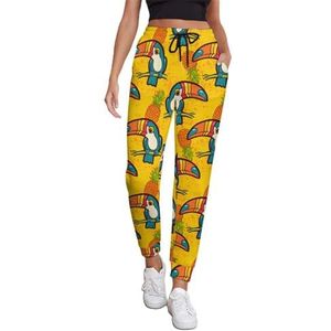 Ananas Papegaai Joggingbroek Voor Vrouwen Hoge Taille Joggers Casual Lounge Broek Met Zakken Voor Workout Running