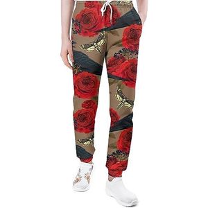 Death Head Hawk Motten En Rozen Joggingbroek voor Mannen Yoga Atletische Jogger Joggingbroek Trendy Lounge Jersey Broek 2XL