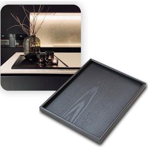 MIRO Houten Dienblad Vierkant - Decoratieve Dienbladen - Serveerblad - Sierblad - Zwart (44 cm)