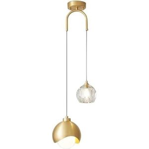 TONFON Messing LED-hanglamp Moderne glazen dubbele kop kroonluchter Verstelbaar minimalisme Hanglamp for keukeneiland Woonkamer Slaapkamer Nachtkastje Eetkamer Hal Plafondlamp(Color:Gold)