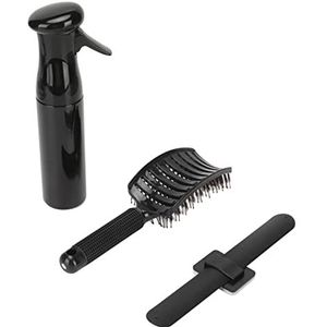 BROLEO Haar Mist Fles Veilig Styling Tool Gebogen Vent Borstel Draagbare Kapsalon (zwart)