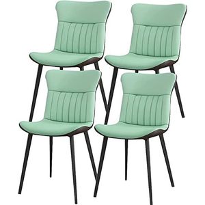 GEIRONV Moderne eetkamerstoelen set van 4, slaapkamer woonkamer stoelen mat leer gestoffeerde stoelen koolstofstalen poten keukenstoel Eetstoelen (Color : Green, Size : 42x46x83cm)
