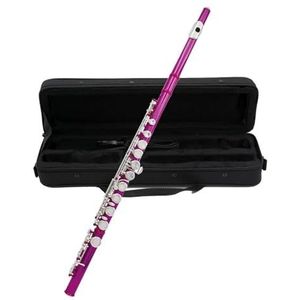 16 Gesloten Gaten C-sleutelfluit Verzilverde Fluit Met E-sleutel Houtblazersinstrument Voor Beginners (Color : Pink)