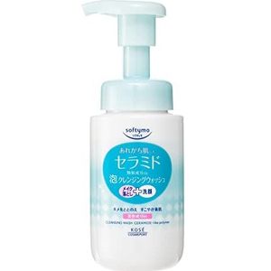 KOSE Softymo Foam Cleansing Wash Ceramide Pump Facial Cleanser + Makeup Remover 200mL