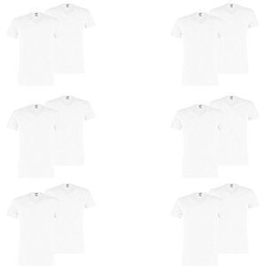 Puma 12 stuks basic T-shirt voor heren met V-hals, wit (300), XL