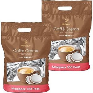 Tchibo Koffiepads, voorraadverpakking Maxipack, Caffè Crema vol, 200 stuks - 2 x 100 pads (koffie, evenwichtig en vol), duurzaam, geschikt voor Senseo machines