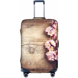 OdDdot Stofdichte kofferbeschermer met ananasprint, krasbestendige kofferhoes, reiskofferhoes, Lentebloesem op hout Romantisch natuurlijk, M