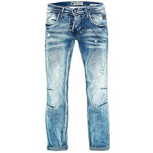 Rusty Neal Jeansbroek heren jeans stretch denim designer knoopsluiting streetwear jeans broek 37, lichtblauw, 34W x 34L