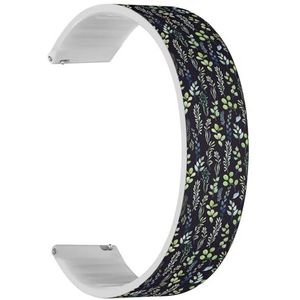 RYANUKA Solo Loop band compatibel met Ticwatch Pro 3 Ultra GPS/Pro 3 GPS/Pro 4G LTE / E2 / S2 (aquarel bladeren op) quick-release 22 mm rekbare siliconen band band accessoire, Siliconen, Geen