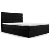 mb-moebel Continentaal bed, boxspringbed, bed met bedkast, Bonell-matras en topper, tweepersoonsbed - boxspringbed 05 (zwart - Hugo 100, 180 x 200 cm)