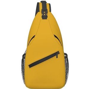 Natuurlijk plantensilhouet varenblad geschikt voor sport, hardlopen, reizen, outdoor crossbodytassen voor heren en dames, Mosterd Geel, Eén maat, Retro