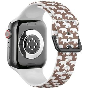Sport zachte band compatibel met Apple Watch 38/40/41mm (silhouet bruine beer) siliconen armband band accessoire voor iWatch