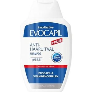 Evocapil Plus Anti-haaruitval shampoo met Procapil, keratine en etherische oliën van rozemarijn en munt, 300 ml, pH 5,5 neutraal. Helpt haaruitval te verminderen en de haardichtheid te verhogen.