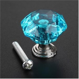 ORAMAI 24 mm elegante diamanten kristallen kastdeurknop ladekast kledingkast trekgreep transparante meubelen miniknoppen en handgrepen (Color : Blue Knob)