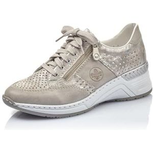 Rieker N4327 Low-Top sneakers voor dames, lage schoenen, losse inlegzool, Metallic 80, 37 EU