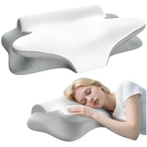 AOTOZE Nekkussen, traagschuimkussen, ergonomisch orthopedisch hoofdkussen, viscoschuim, zijslaapkussen voor zijslapers, rug en buikslapers, neksteunkussen, traagschuimkussen, 60 x 38 x 12 cm