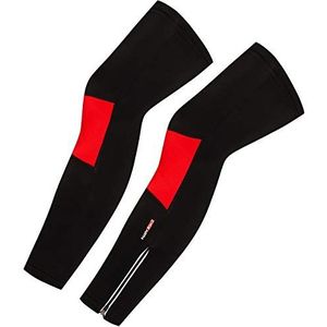 Cycearth Herenbeenwarmers, thermo-fleece, warm, winddicht, voor mountainbikes, racefiets, zwart + rood, XL