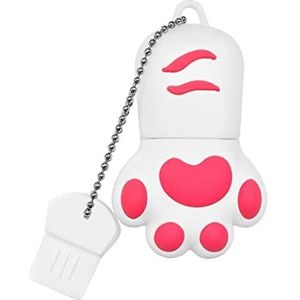 USB-stick, 64 GB, 2.0, schattige mini-flashdrive, hoge capaciteit, creatieve kattenpoot, wit