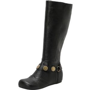Retro Middeleeuwse Laarzen for Dames Klassieke Lange Laarzen Met Rits PU Leren Rijlaarzen Met Lage Hak 2025 Dames Grote Maten Schoenen for Herfst En Winter(Black,43 EU)