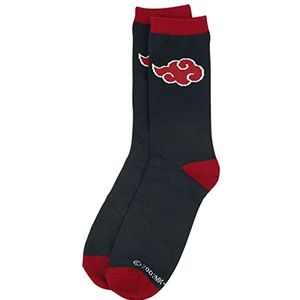 Naruto Shippuden sokken One Size (38-43) zwart/rood, 74% katoen, 24% polyester, 2% elastaan.