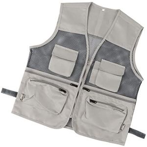 Mesh visvest, ademend militair vest Duurzaam multi-pocket voor buitenactiviteiten(XL, lichtgrijs)