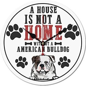 Een huis is geen thuis zonder een Amerikaanse Bulldog wandklok batterij geëxploiteerde wandklokken hondenliefhebbers huisdier cadeau hond cadeau voor keuken/woonkamer/slaapkamer 15 ""x15