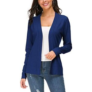 Dames Elegante Solide Open Voorkant Lange Mouwen Cardigan Lichtgewicht Gebreide Losse Vesten(S, Koningsblauw)