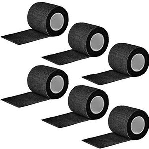 6 rollen tatoeage grip cover wrap tattoo wegwerp zelfklevende bandage tape tattoo grip wrap voor tattoo machine grip accessoires tattoo kit (5 cm, zwart)