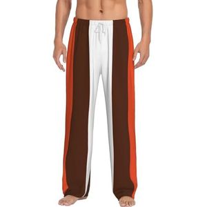 Oranje En Witte Streep Mannen Lange Lounge Wear Broek Nachtkleding Pyjama Bottoms Nachtkleding Met Zakken En Trekkoord, Wit, S