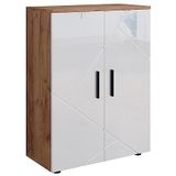 Vicco Halfhoge kast ""Irma"", Eiken/Wit Hoogglans, 60 x 81 cm