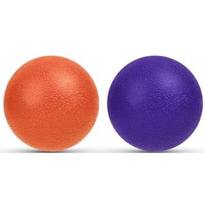 URAQT Massageballen, fasciabal, 2 stuks fasciarollenset, triggerpuntbal voor yoga, myofasciale ontspanning, massageballen voor rug, benen, voeten, handen, 5,8 cm (oranje + paars)