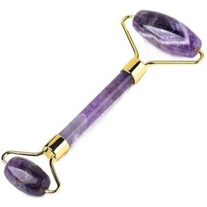 Natuurlijk kristal 1PC Natural Facial Double-Roller Massage Tool Rose Quartz Healing Crystal Polished Massager for Unisex Face Geschenk (Color : Amethyst)