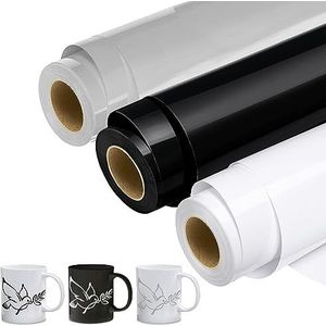 Fasood Plotter van vinylfolie, 3 rollen set, 30,5 cm x 915 cm, permanente plotterfolie, zelfklevend, zelfklevende folie, vinyl voor knutselprojecten en scrapbooking (zwart en grijs en beige)
