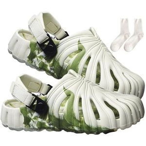 Bonte Monstera-schoenen, Monstera-slippers for dames Heren Zachte antislip ademende Monstera-strandslippers(Camouflage White-b,39-40)