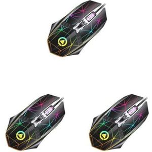 NeaxgeandX 3 set van Computer USB Bedrade Gloeiende Optische Muis Draagbare 4 Knoppen Gaming RGB Licht Muizen Verstelbare 1200/1600/2400 DPI Driver-vrij