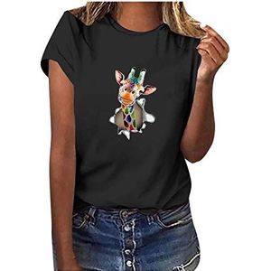 Dames T-shirt met korte mouwen mode motief shirt zomer bovenstuk casual ronde hals ondoorzichtig T-shirt tuniek korte mouwen hemd blouse tieners meisjes & vrouwen paardenbloem kat giraffe paardenbloem