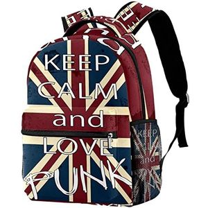 Rugzak lichtgewicht dagrugzak rugzak voor Shool UK Engeland vlag houden kalm en liefde