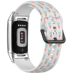 RYANUKA Zachte sportband compatibel met Fitbit Charge 5 / Fitbit Charge 6 (Blue Skull Ice Cream) siliconen armband accessoire, Siliconen, Geen edelsteen