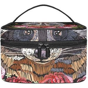 Wasbeer Rose make-up organizer tas, reismake-up tas organizer case draagbare cosmetische tas voor vrouwen en meisjes toiletartikelen, Meerkleurig, 22.5x15x13.8cm/8.9x5.9x5.4in