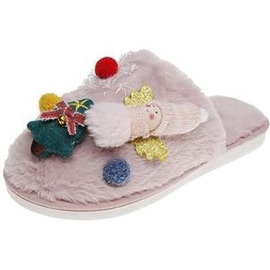 Zyerern Womens Indoor Outdoor Slippers Huishoudelijke Fleece Gradiënt Snoep Kleur Platte Bodem Antislip Slaapkamer Slippers, JH50, roze, 38 EU Breed