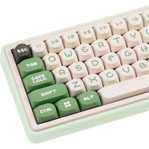 COOMICKEY Keycaps, schattige toetsdoppen, PBT Double Shot Custom Keycap-set, 130 toetsen Groenbruine toetsdoppen, MOA-profiel toetsenbord toetsdoppen voor Cherry Gateron MX-schakelaars toetsenbord