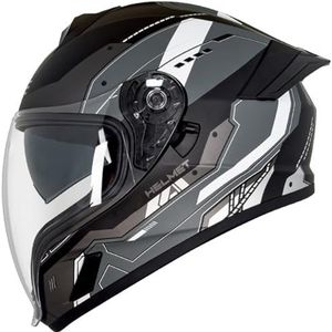 Motorhelm Systeemhelm Met Dubbel Vizier DOT/ECE Gecertificeerd Integraalhelm Scooterhelm Motorhelm Voor Dames En Heren H,M/55-56CM