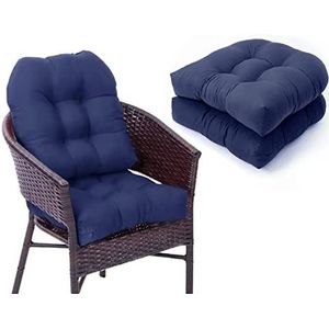 QLXYYFC Set van 2 zitkussens met rugleuning. Buitenkussens | Waterdichte, gewatteerde en ademende rotan meubelen, stoelen (Color : Blue, Size : 48x48cm)