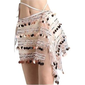RPXHZLKTM Munt Riem Buik Lady Pailletten Kwastje Wrap Buikdans Kostuum Accessoires Vrouwen Hip Wrap Rok Riem Hipskirt Volwassen Danskleding, Champagne, one size