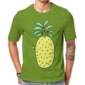 Leuke ananas heren korte mouw grafisch T-shirt ronde hals print casual T-shirt tops M