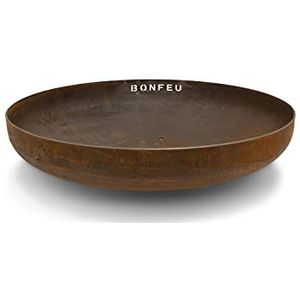 BonFeu BonBowl Vuurschaal Ø100 cm - Buitenvuurkoven - Vuurkorf - Cortenstaal Vuurschaal - Optioneel Grillen en Bakken - Voor Sfeervolle Avonden - 100x100x21 cm