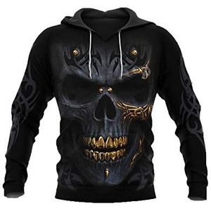 Zwarte Schedel Hoofd 3D All Over Print Hoodie Man Vrouwen Harajuku Casual Uitloper Rits Pullover Sweatshirt - - XL